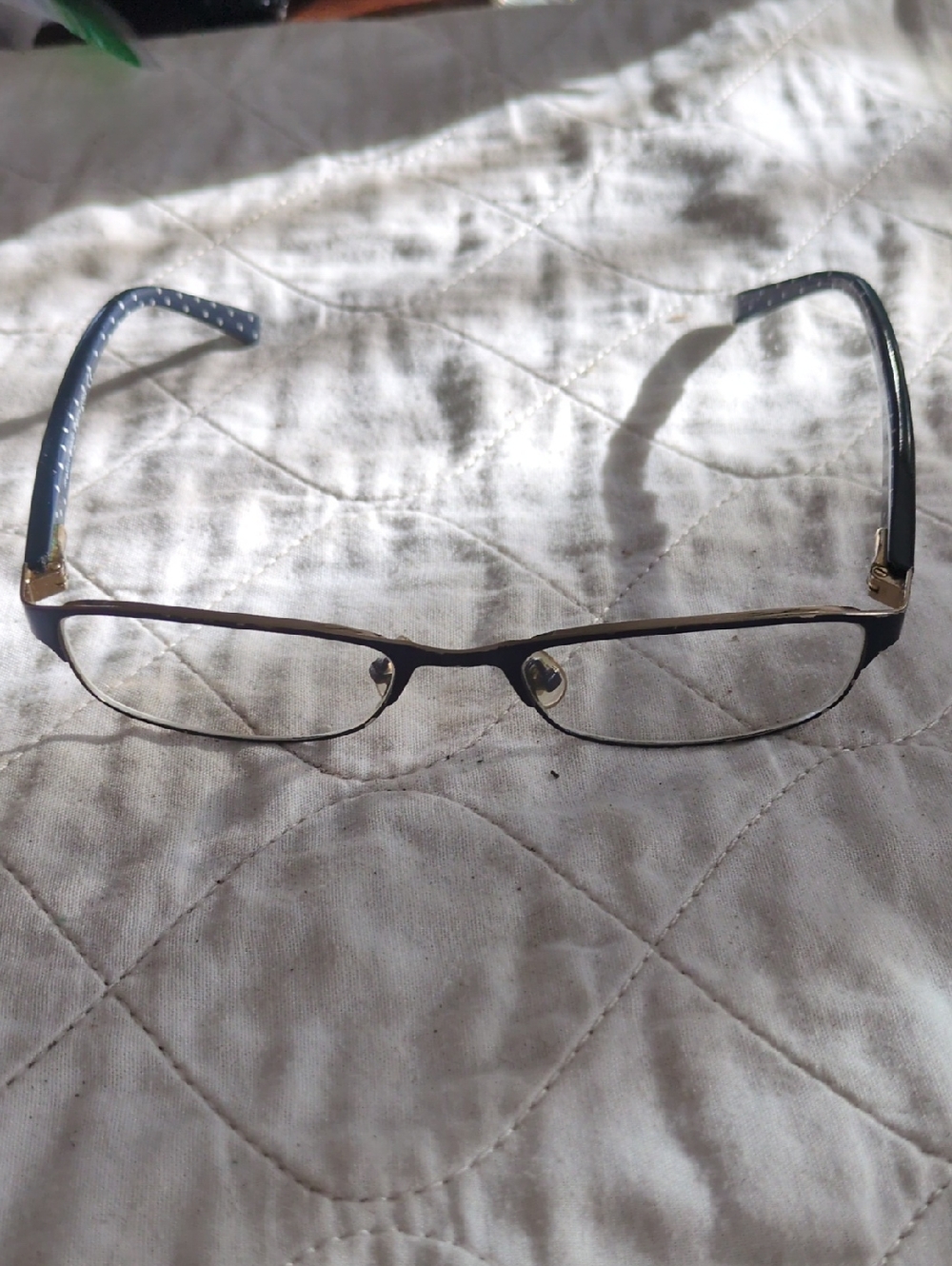 kate spade Ambrosette Navy Blue and Gold Semi-Rim Eyeglasses
